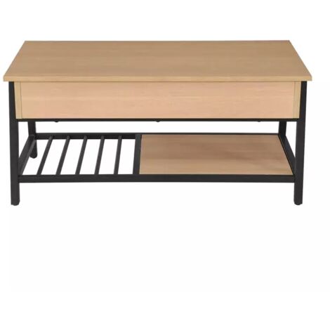Table basse plateau relevable décor bois chêne et métal noir - GALILEO (1/5)
