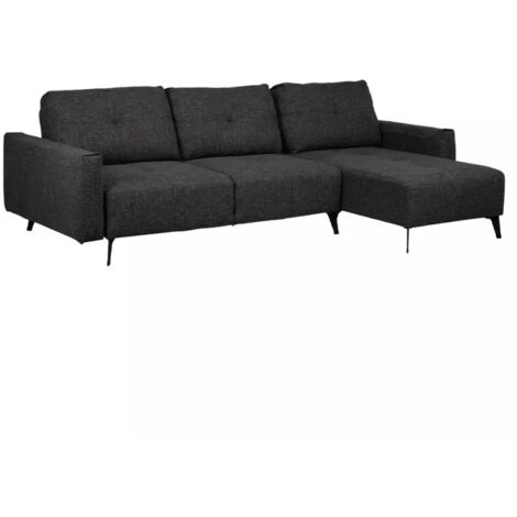 Canapé d'angle réversible tissu noir avec dossiers réglables - SMART (1/5)