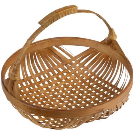 Corbeille / Panier rond D. 28 cm avec tressage en bambou - GIDEON (1/5)