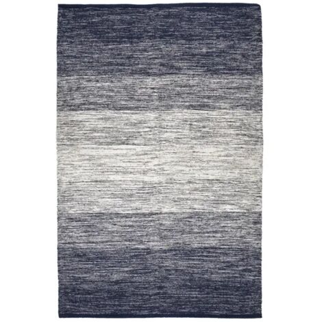 Tapis 120 x 180 cm coton brodé avec dégradé de bleu vieilli – SAPHIR (1/5)