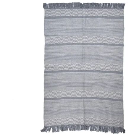 Tapis 120 x 180 cm en coton brodé de lignes et chevrons gris – FLICKER (1/5)