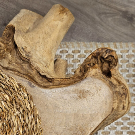 Table Basse Unique En Racine De Teck Massif - Style Rustique - Marron - 45x120x60 Cm