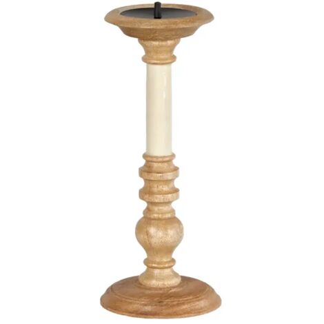 Bougeoir H. 31 cm en bois de manguier et blanc laqué - LUXORIA 2905 (1/5)