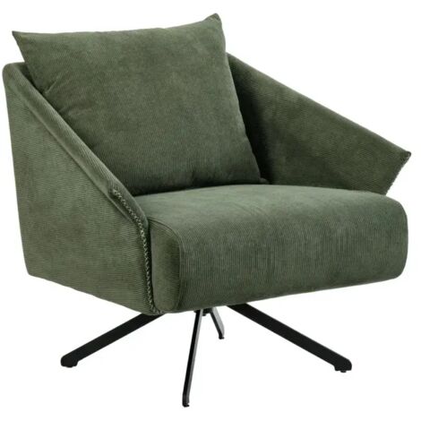 Fauteuil rotatif 360° en velours côtelé vert style rétro – ZENITA (1/5)