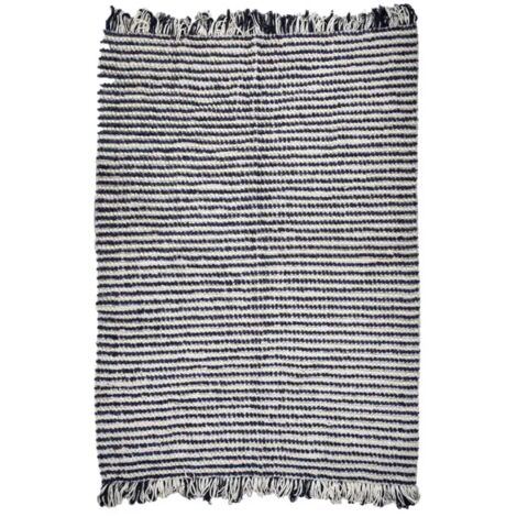 Tapis 160 x 230 cm texturé bleu marine et blanc avec franges – SOHO (1/5)