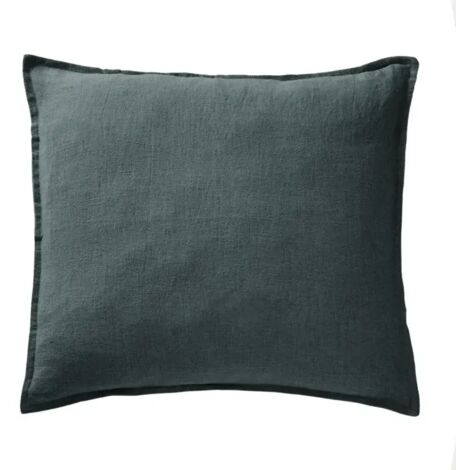 Lot de 2 taies d'oreillers 60 x 60 cm en lin lavé bleu - LUISA (1/5)