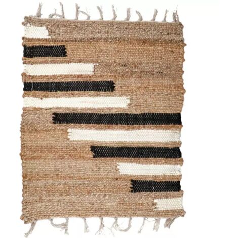 Tapis 160 x 230 cm tressé en jute avec motifs noir et blanc – DUNE (1/5)