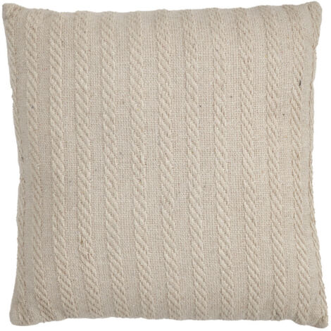 Coussin carré 40 x 40 cm en coton brodé en lignes beige – TWINKLE (1/5)