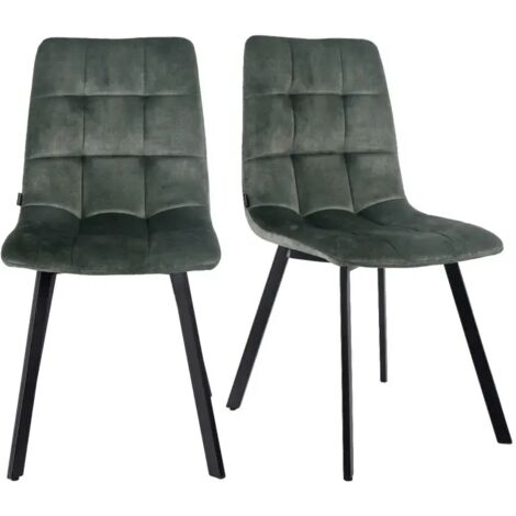 Lot de 2 chaises en velours vert avec pieds en métal noir - NAMI 2 (1/5)