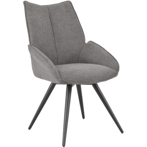 Chaise pivotante 180° tissu gris anthracite pieds métal noir - PALOMA