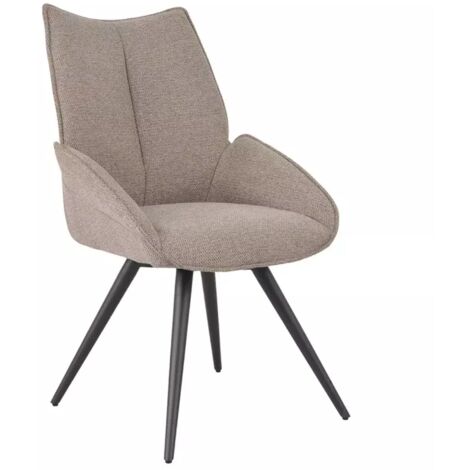 Chaise pivotante 180° en tissu taupe et pieds métal noir - PALOMA