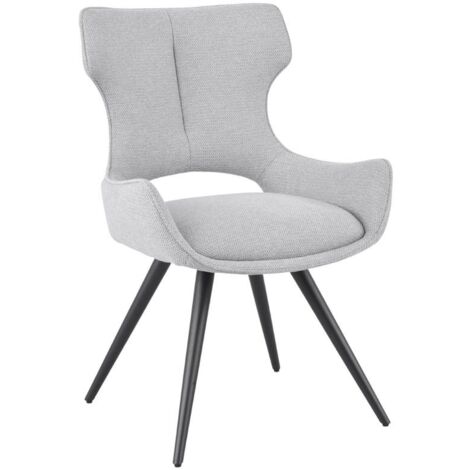 Chaise pivotante 180° tissu gris clair et pieds métal noir – SEVILLE