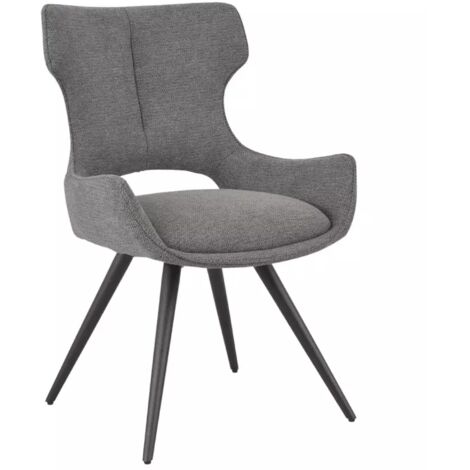 Chaise pivotante 180° tissu gris anthracite – Structure métal noir – Assise confort souple – Dossier maintien ferme – Meubletmoi