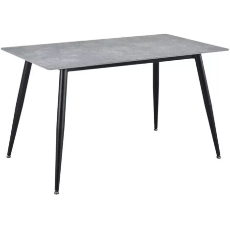 Table 130 x 70 cm céramique gris béton pieds métal noir - RYDER 2 (1/5)