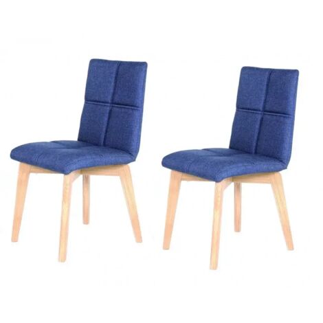 Lot 2 chaises scandinave tissu BLEU JEAN INDIGO - LEA (1/4)