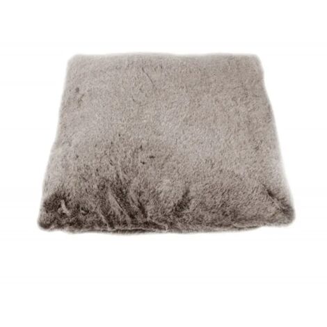Coussin 45 x 45 cm taupe effet fourrure doux et moelleux - DOUDOU (1/3)