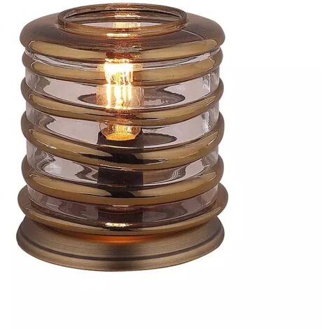Lampe 24 cm cylindre verre soufflé et métal cuivré vintage - NELSON (1/3)