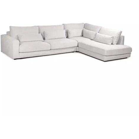 Canapé d'angle droit 325 cm en tissu microfibre ivoire - CECILE (1/5)