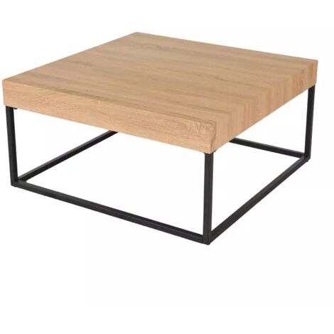 Table basse carrée 80 x 80 cm décor chêne et pieds métal – BILLIE (1/5)