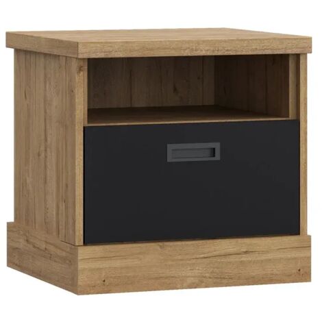 Table de chevet 48 cm 1 tiroir 1 niche décor chêne et noir – FARM (1/5)