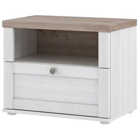 Table de chevet 1 niche 1 tiroir en décor chêne blanchi – ANGELE (1/5)