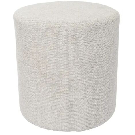 Pouf / Repose-pieds rond D. 32 cm en tissu maille écru – JOEL