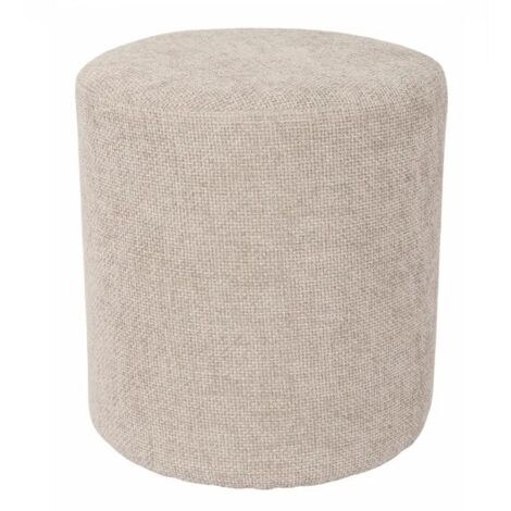 Pouf / Repose-pieds rond D. 32 cm en tissu maille taupe – JOEL (1/5)
