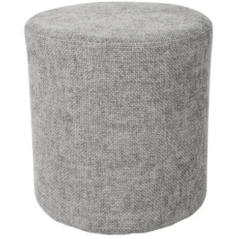 Pouf / Repose-pieds rond D. 32 cm en tissu maille gris clair – JOEL (1/5)