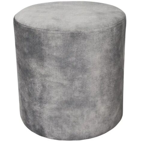 Pouf / Repose-pieds rond D. 32 cm en velours gris clair – JOEL (1/5)