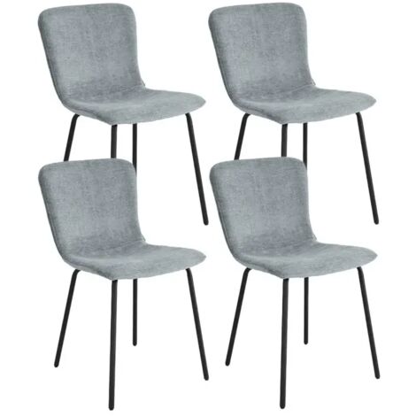 Lot de 4 chaises de repas en tissu gris clair pieds métal – ASTRID (1/5)