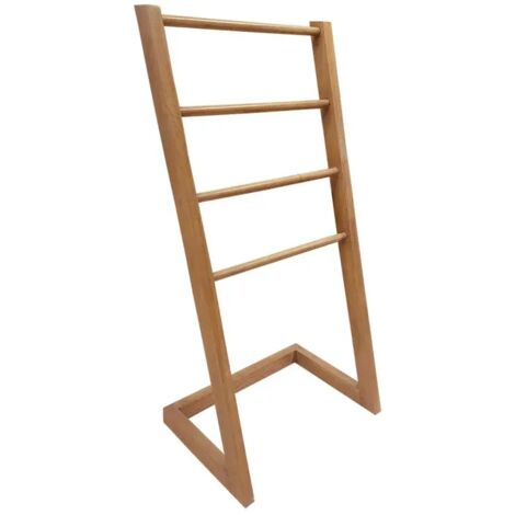 Porte serviettes autoportant H. 100 cm en bois de teck vernis – ANYA (1/5)