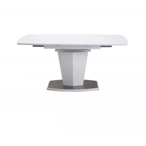 Table extensible blanche 120 à 160 cm – Pied en acier brossé – Système d'allonge papillon – Pour 6 personnes – Meubletmoi (1/3)