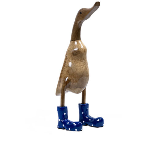 Statuette décorative 40 cm canard bottes bleues bois de teck - DAFLY (1/5)