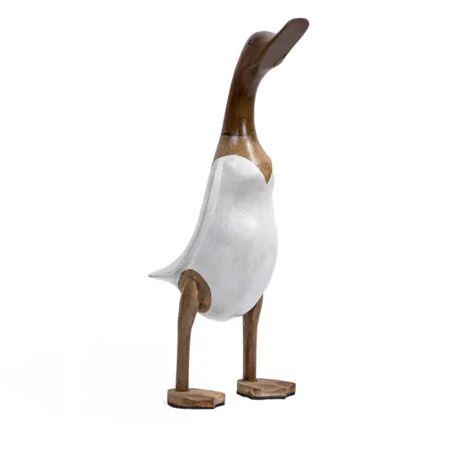 Statuette décorative 40 cm canard maillot blanc bois de teck – DAFLY (1/5)