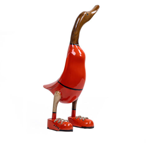 Statuette décorative 40 cm canard maillot rouge bois de teck – DAFLY (1/5)