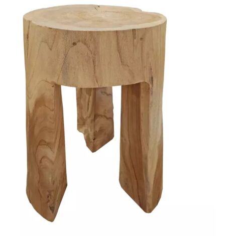 Table d'appoint 3 pieds en racine de bois de teck massif - EMORI (1/5)