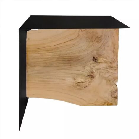 Petite table basse en métal noir mat et bois de teck massif - ONTARI (1/5)