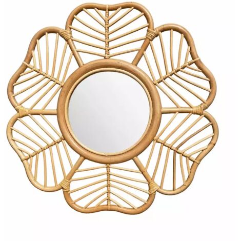 Miroir mural D. 62 cm rond forme fleur en rotin tressé – HAZEL (1/5)