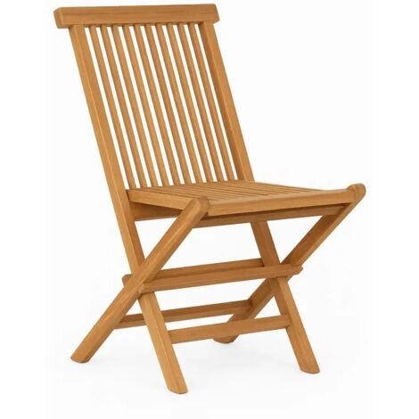 Chaise de jardin pliante en bois de teck massif huilé - ANCOLIE (1/5)