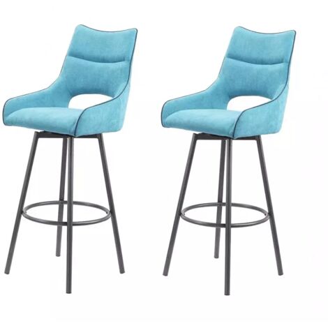 Lot de 2 chaises hautes de bar tissu bleu - ROY (1/5)