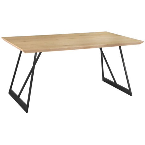 Table de repas L. 160 cm décor chêne et pieds en métal noir - EVOLIA (1/5)