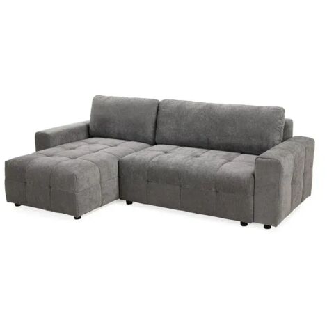 Canapé d'angle réversible 3 places convertible tissu gris – JOANE (1/5)