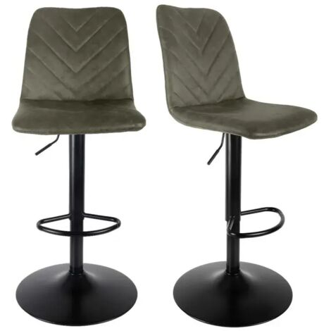 Lot 2 tabourets de bar réglables microfibre vert et métal - COBY 2 (1/5)