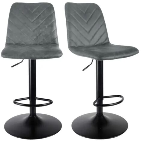 Lot 2 tabourets de bar réglables microfibre gris et métal - COBY 2 (1/5)
