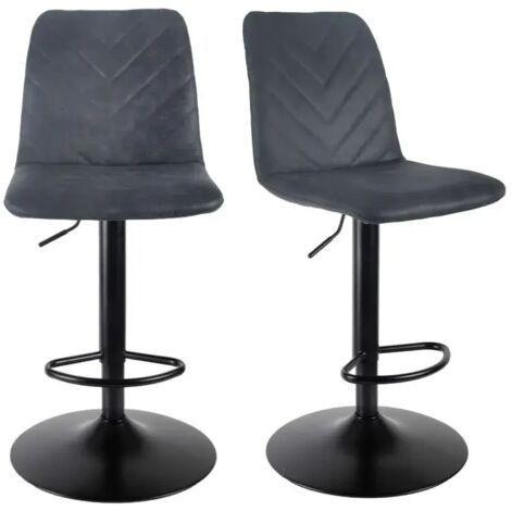 Lot 2 tabourets de bar réglables en microfibre anthracite - COBY 2 (1/5)