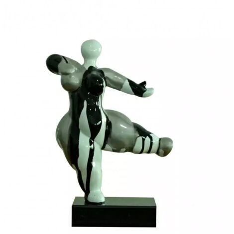 Statue femme dansant avec coulures gris / noir H33 cm - LADY DRIPS 02