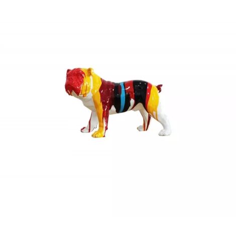 Sculpture chien bulldog multicolore en résine - BALTO