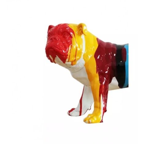 Sculpture chien bulldog multicolore en résine - BALTO