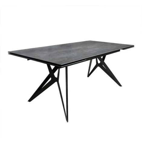 Table extensible 180/260 cm céramique gris pieds géométriques - PARKER