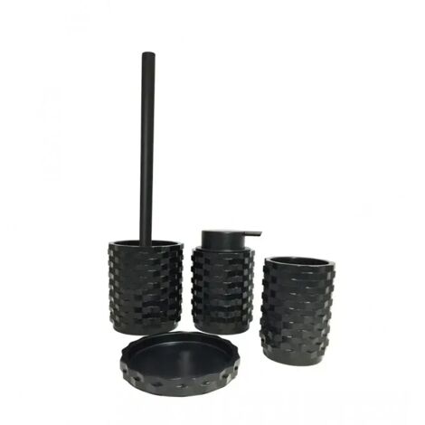Set 4 accessoires salle de bain noir - WENDY